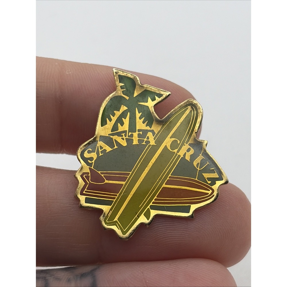Santa Cruz California Surfboards Palm Tree Lapel Hat Pin